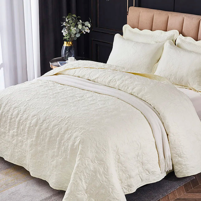White Cotton Quilt 59" x 79" & 79" x 87" – Luxury Bedspread & Lightweight Coverlet for All Seasons