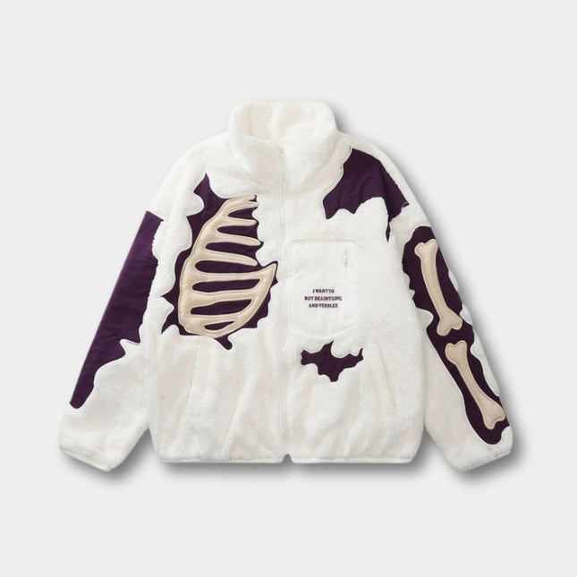Unisex Skeleton Fleece Jacket – Unique Streetwear for a Cool Look
