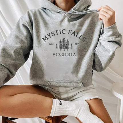 Title Mystic Falls Virginia Hoodie Salvatores Shirt Unisex Long Sleeve Crew Neck Pullovers Hoodies Casual Sweater For Vampire Fans