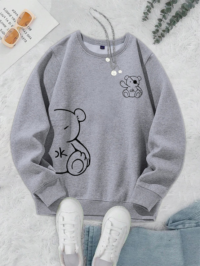 Unisex Cat Sweater – Minimalist Oversized Sweater with Cat Line Print