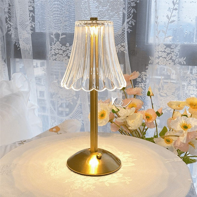 Gold Crystal Table Lamp – Elegant Sparkling Accent Light for Bedroom or Living Room Décor