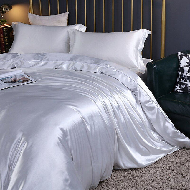 Luxury Silk Satin 4-Piece Bedding Set – Hypoallergenic, Cooling, and Ultra-Soft for Queen & King Beds